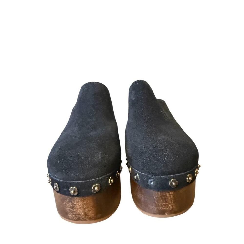 Larroude' Miso Black Suede Platform Wood Clog Women size 7 - Picture 3 of 7